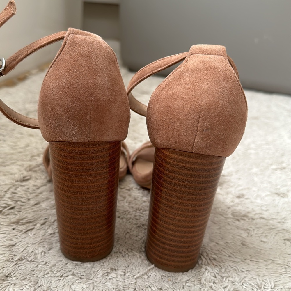 Steve Madden Open-Toed Camel Brown Suede Heels - image 2